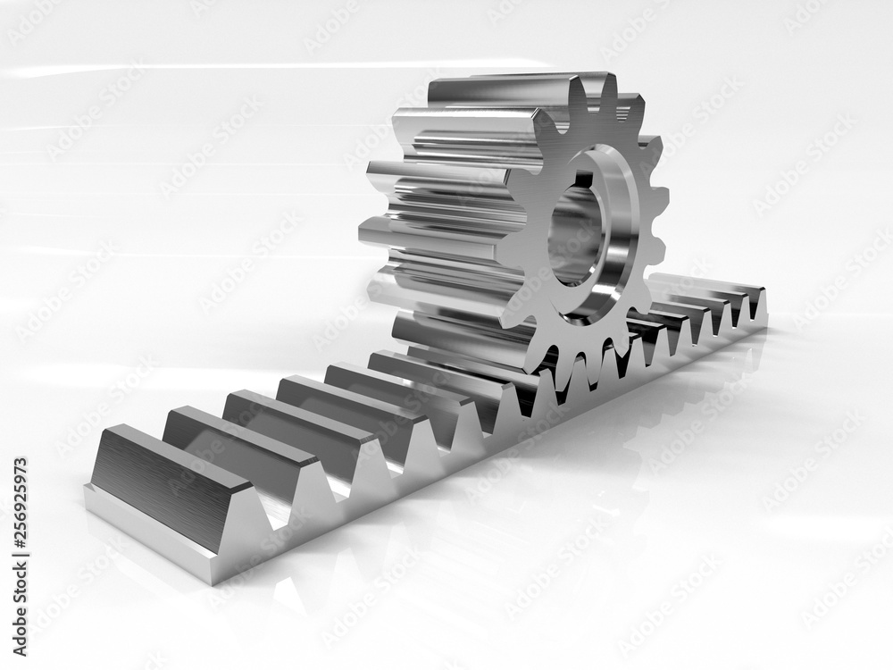 Rack gear. Image of a rack with a rolling gear wheel. Sliding gate