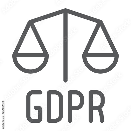 Gdpr libra line icon, privacy and security, gdpr legality sign, vector graphics, a linear pattern on a white background.