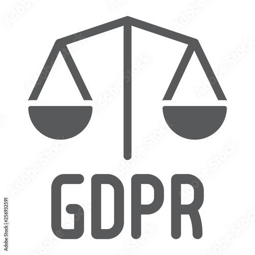 Gdpr libra glyph icon, privacy and security, gdpr legality sign, vector graphics, a solid pattern on a white background.