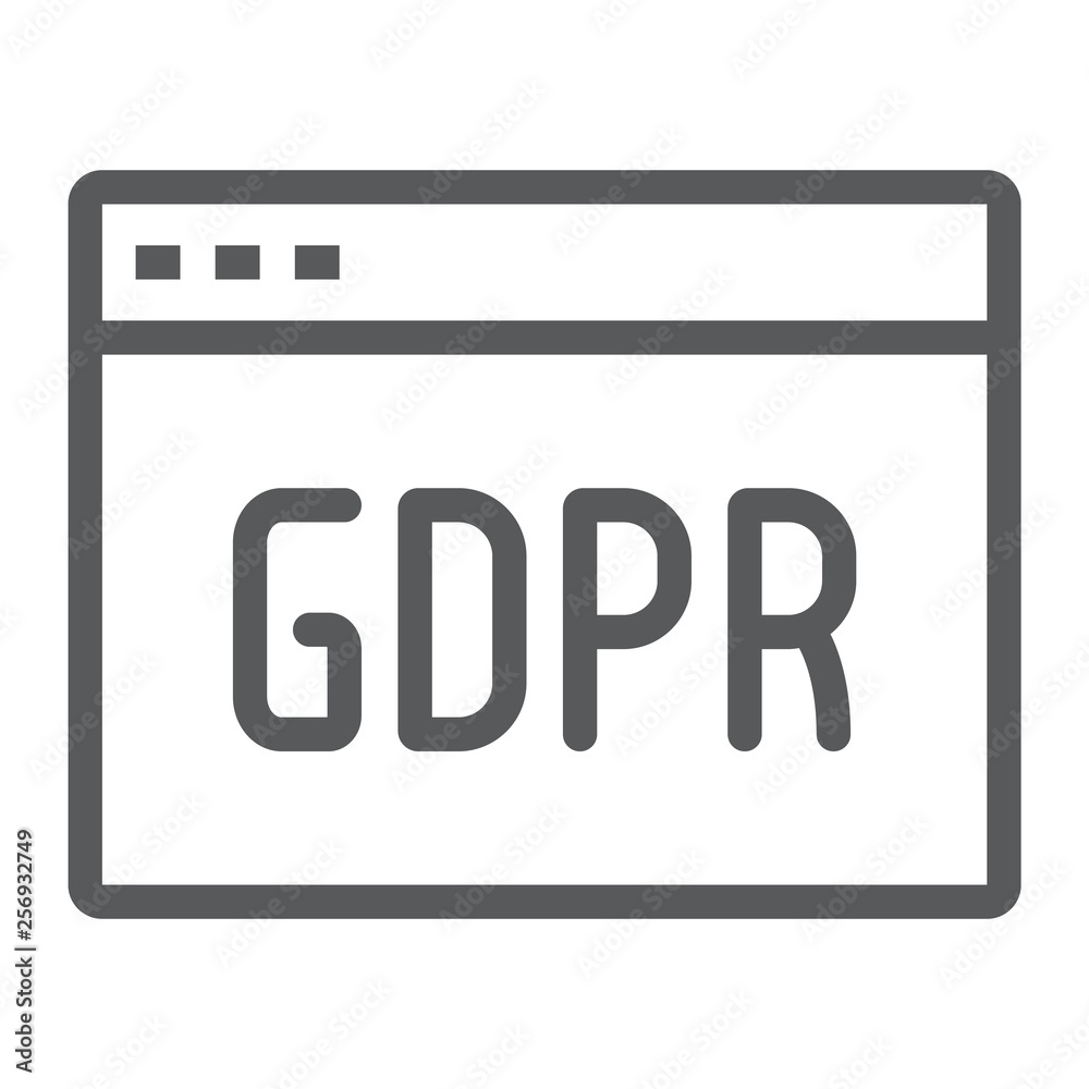 Gdpr site line icon, webpage and website, browser sign, vector graphics, a linear pattern on a white background. Gdpr site line icon, webpage and website, browser sign, vector graphics, a linear pattern on a white background.
