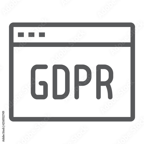 Gdpr site line icon, webpage and website, browser sign, vector graphics, a linear pattern on a white background.