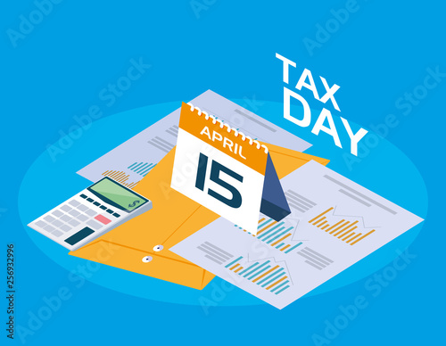 tax day with calendar and statistics graphic