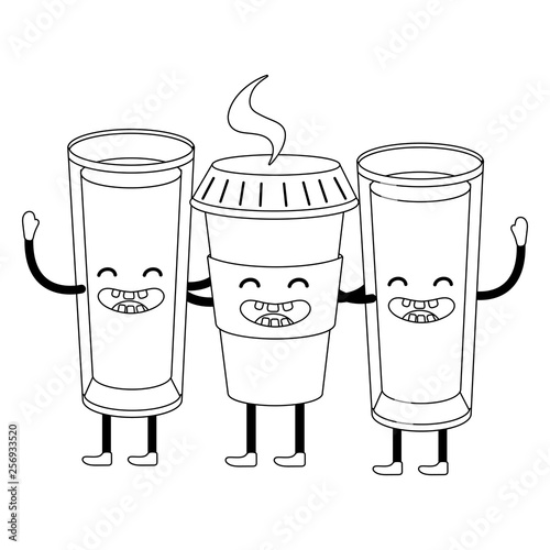 delicious kawaii breakfast cartoon