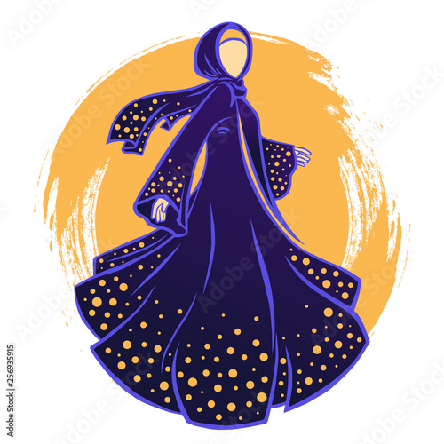 Woman in the dark beautiful dress, Muslim woman in the dark beautiful abaya