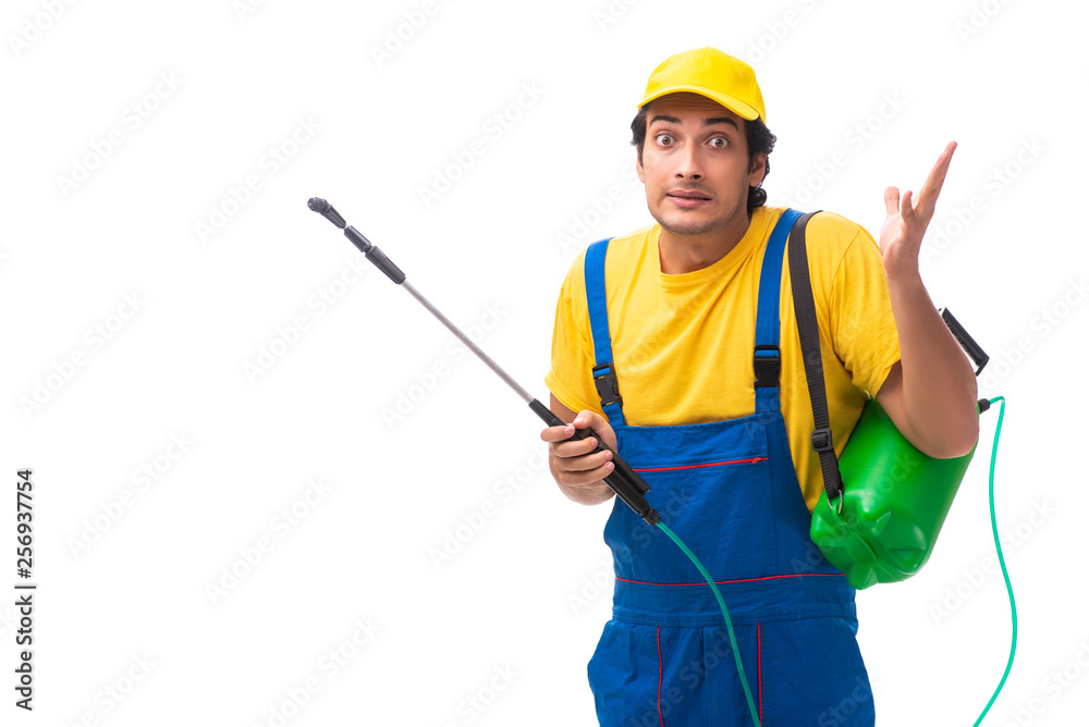 Pest control contractor isolated on white background Pest control contractor isolated on white background