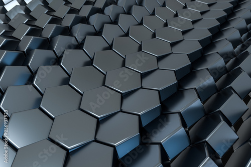 3d rendering, black hexagon cube, Computer digital drawing © Vink Fan