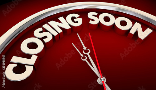 Closing Soon Time Running Out Deadline Clock 3d Illustration photo