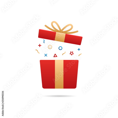 Red gift box. Vector flat icon illustration for birthday, christmas, promotions, contests, marketing, giveaways, enter to win marketing strategies - Vector