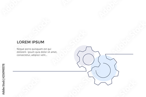 Continuous line drawing gears concept. Background vector illustration. - Vector