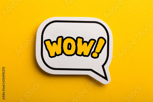 WOW Speech Bubble Isolated On Yellow Background