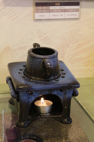 old coffee grinder on wooden table