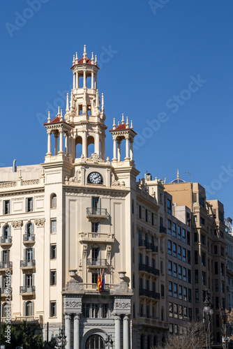 VALENCIA, SPAIN - FEBRUARY 27 : Historical building in the Town Hall Square of Valencia Spain on February 27, 2019