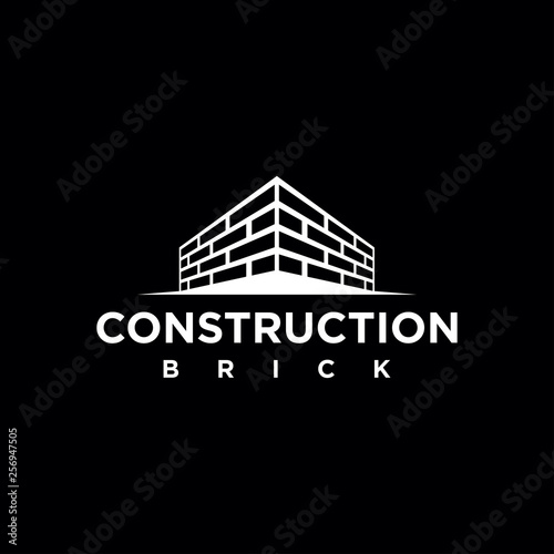 simple brick wall construction logo template element