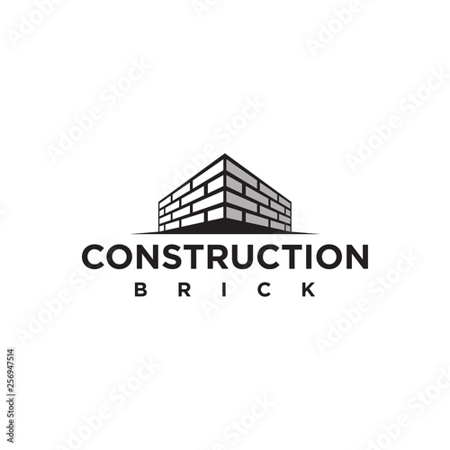 simple brick wall construction logo template element