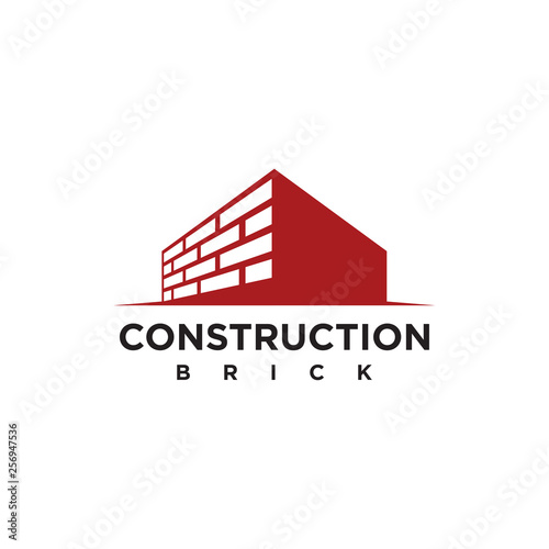 simple brick wall construction logo template element