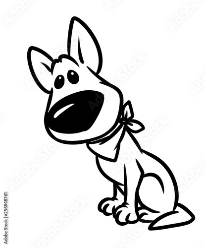 cartoon wonder dog sitting character coloring page illustration isolated image