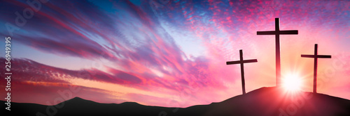 Three Wooden Crosses On Cal...