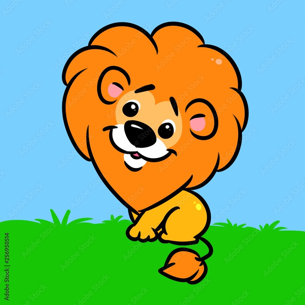 Little Lion cartoon illustration isolated image Little Lion cartoon illustration isolated image