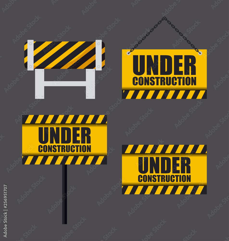Fototapeta premium under construction label with set of signals