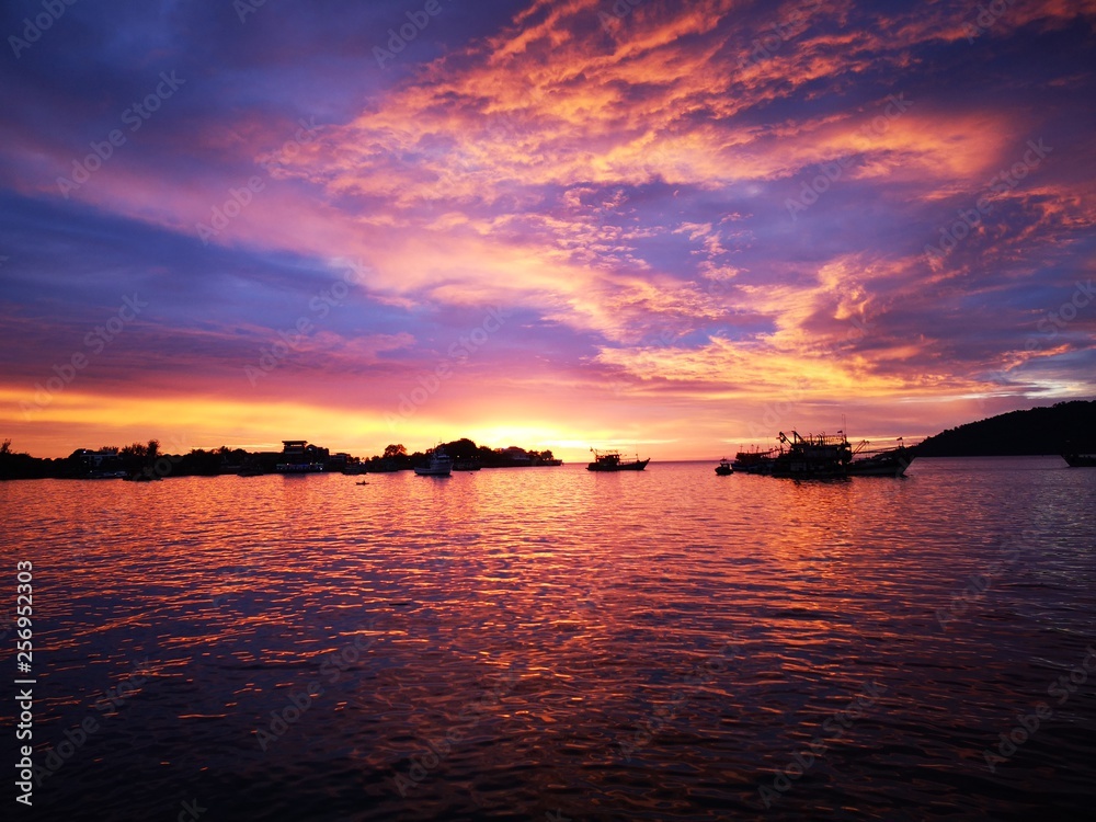 Beautiful sunset view and vivid color on blue sky. Beautiful sunset view and vivid color on blue sky.