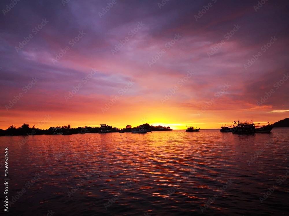Beautiful sunset view and vivid color on blue sky. Beautiful sunset view and vivid color on blue sky.