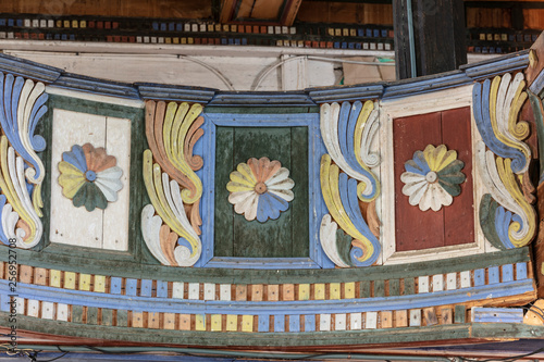 Artvin, Macahel, Turkey - July 25, 2015; An interior view from the historical Camii Mosque in Artvin Macahel  Camili Village. The mosque is famous for its hand painted and wooden ornaments. photo