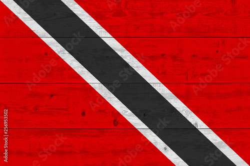 Trinidad and Tobago flag painted on old wood plank