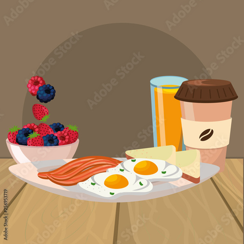 delicious tasty breakfast cartoon