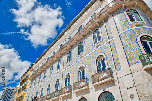 Lisbon  Portugal-October 17  2017  Colorful buildings of Lisbon historic center near