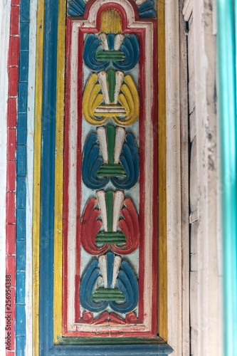 Artvin, Macahel, Turkey - July 25, 2015; An interior view from the historical Camii Mosque in Artvin Macahel  Camili Village. The mosque is famous for its hand painted and wooden ornaments. photo