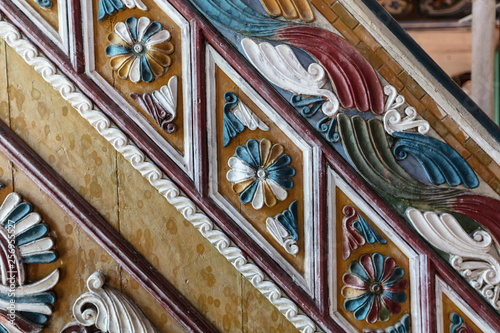 Artvin, Macahel, Turkey - July 25, 2015; An interior view from the historical Camii Mosque in Artvin Macahel  Camili Village. The mosque is famous for its hand painted and wooden ornaments. photo