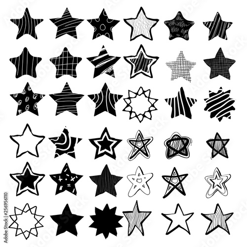 hand drawn stars in doodle style. Could be used for pattern or standalone element. vector
