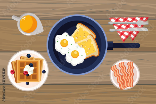 delicious tasty breakfast cartoon