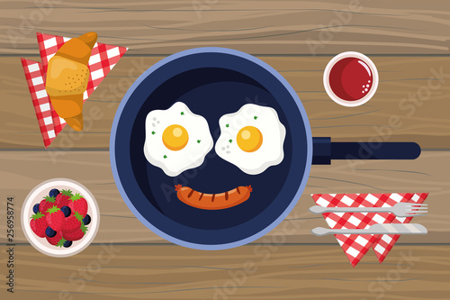 delicious tasty breakfast cartoon