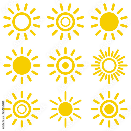 Sun icon set. Suns icon collection