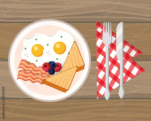 delicious tasty breakfast cartoon
