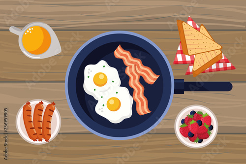 delicious tasty breakfast cartoon