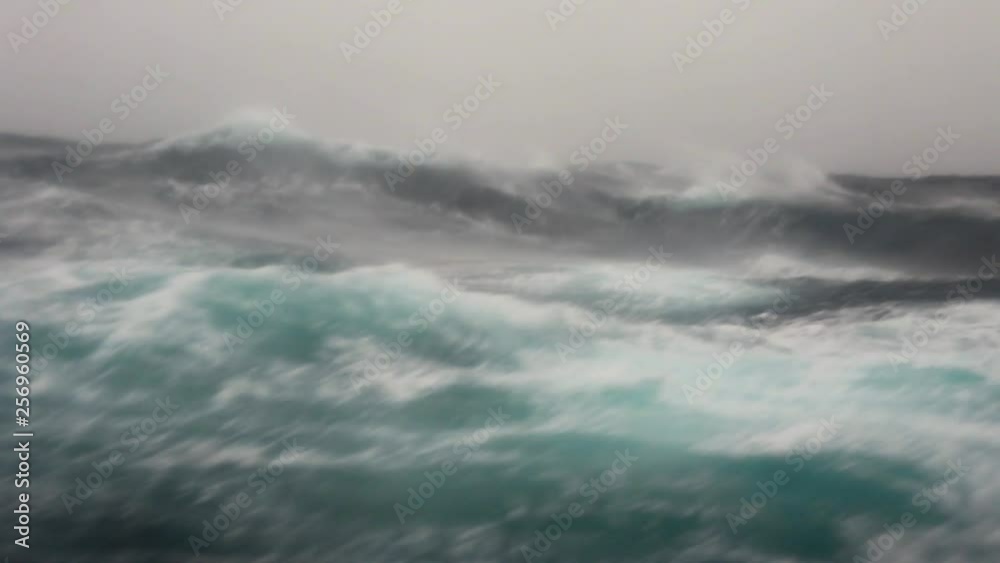 Storm in Drake passage, Big storm waves cloth-up in Antarctica, Massive storm and Huge waves at Drake passage