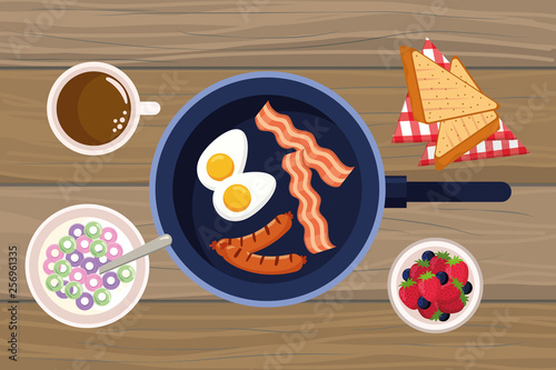 delicious tasty breakfast cartoon