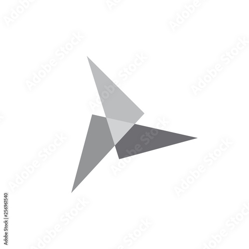 simple geometric triangle turbine fan design logo vector