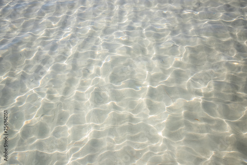 clear ripple sea and wave on white sand at Huahin Beach in summer time, Thailand. natural ocean water ripple texture.