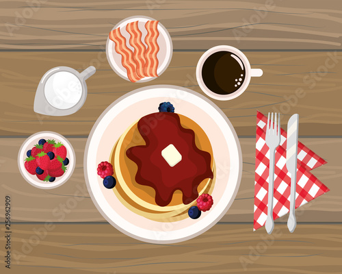delicious tasty breakfast cartoon