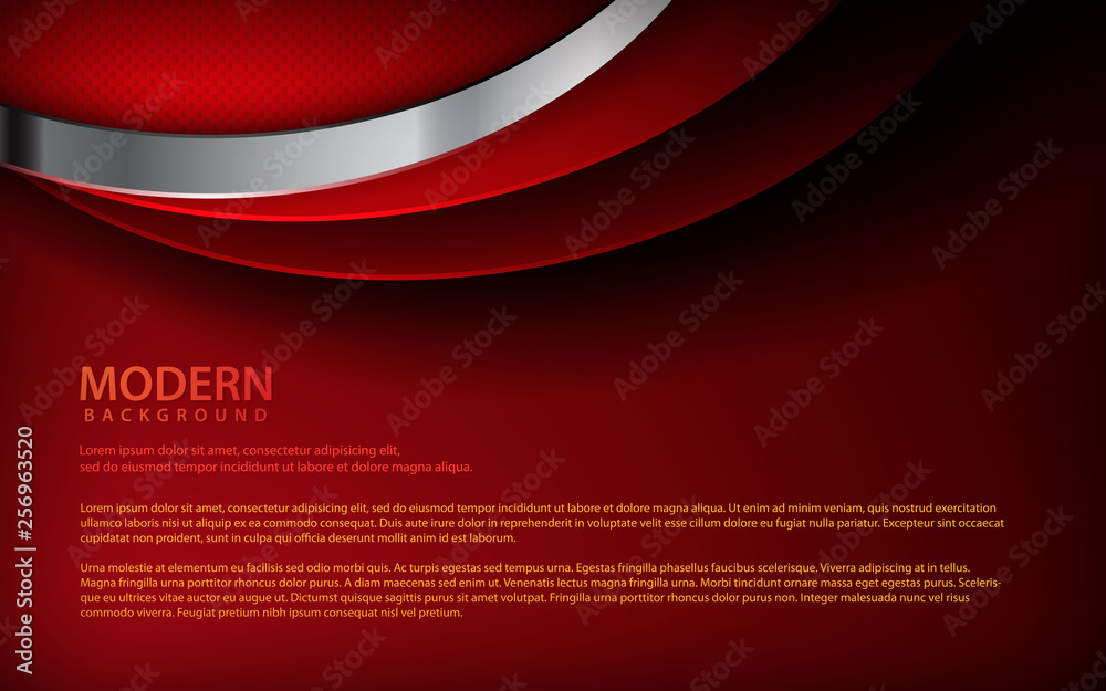 Red overlap dimension background. Modern overlap layer design with metallic concept. Can use for web or print design.