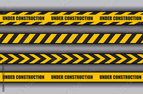 under construction label with caution tape
