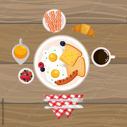 delicious tasty breakfast cartoon