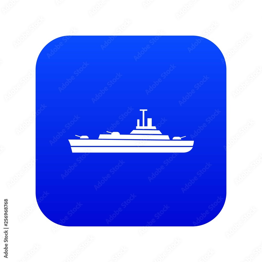 Warship icon digital blue for any design isolated on white vector illustration
