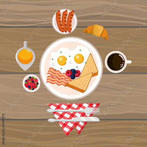 delicious tasty breakfast cartoon