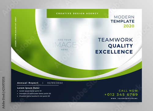 green wavy business presentation brochure template
