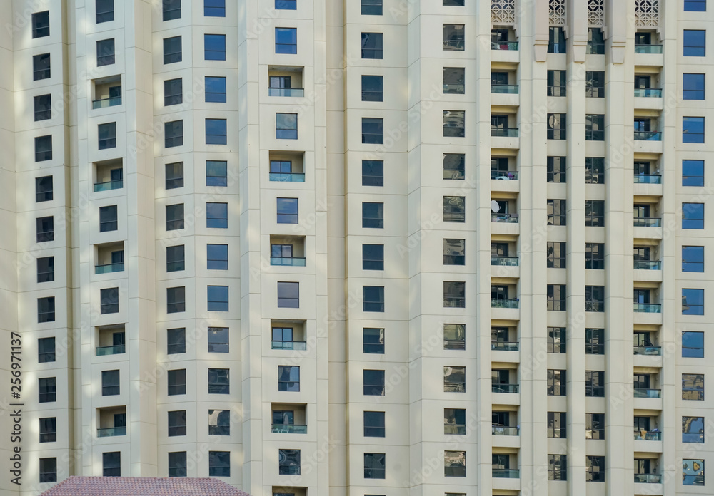 white facades of skyscrpaer