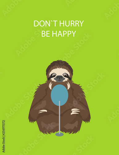 The story of one sloth. At home. Funny cartoon sloths in different postures set